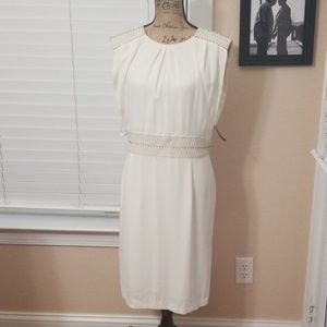NWT Tahari Woman's Elegant Dress Ivory w/ beading
